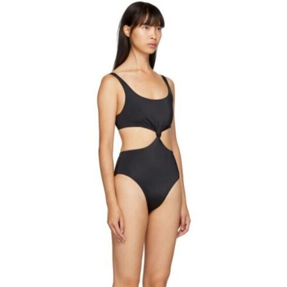 Solid and Striped Solid Black Bailey Knot One-Piece Swimsuit 21877 - Picture 2 of 8